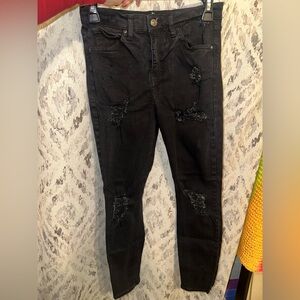 Topshop Jamie Ripped Skinny Jeans (Black)